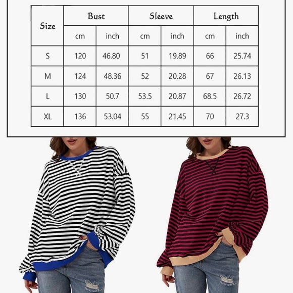 NWOT Striped Oversized Crewneck Top - Picture 7 of 9